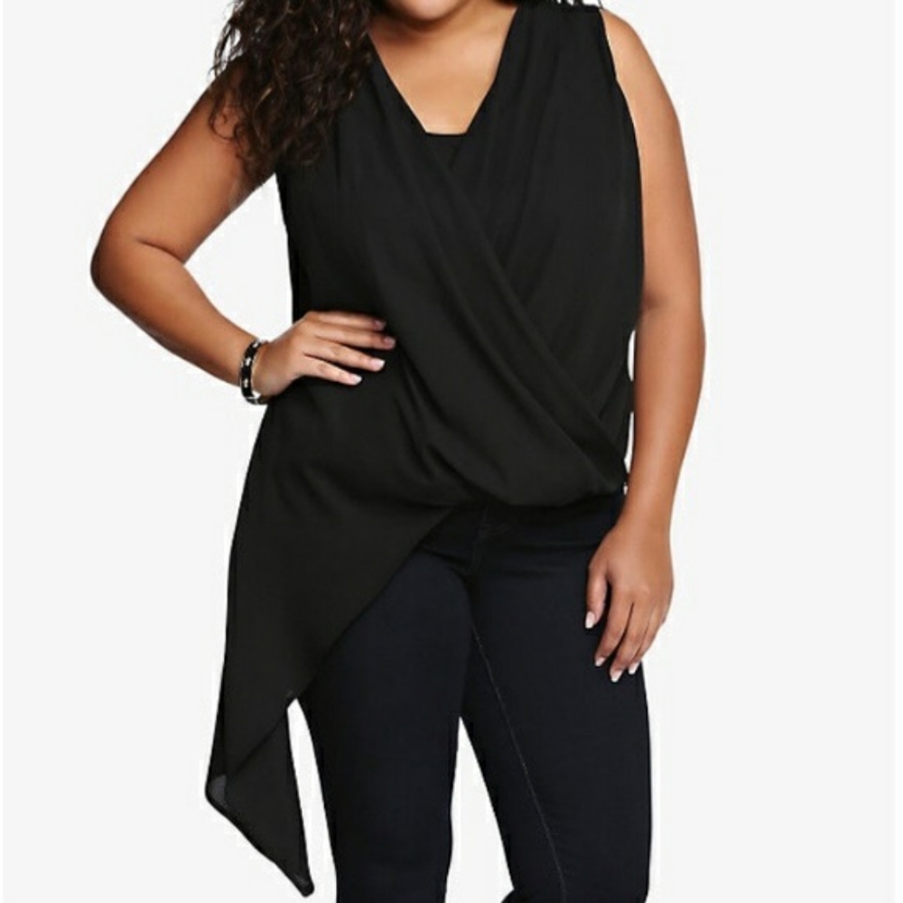 Torrid Asymmetrical Black Wrap Top Size 5 Plus Size